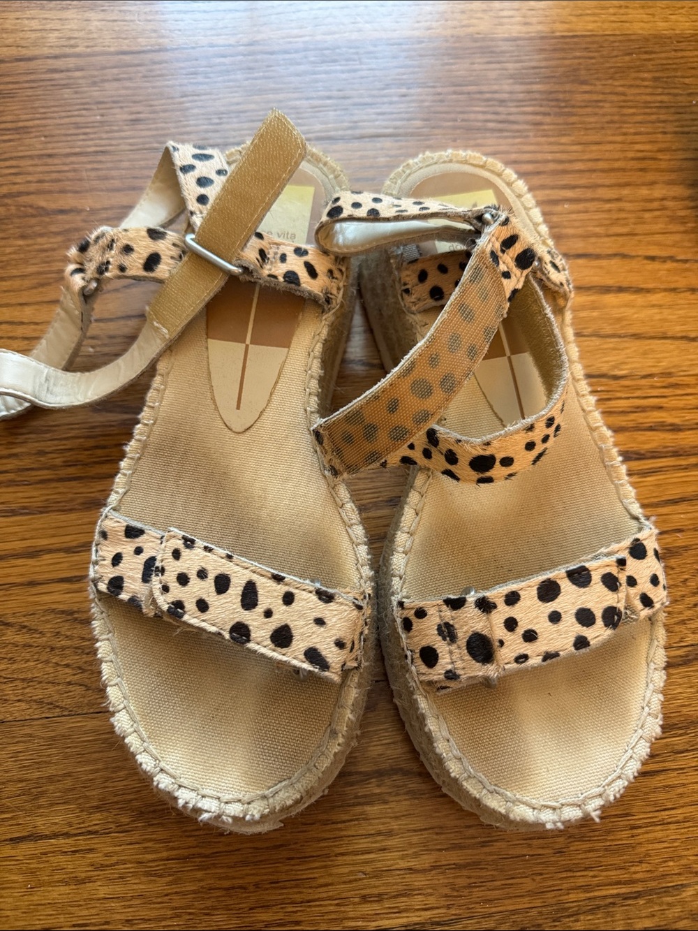 Dolce Vita Leopard Print Tan Sandals with Adjustable Straps